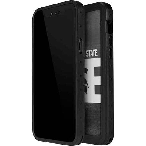 Michigan State University Black and White Stripes iPhone 15 Waterproof Case