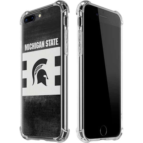 Michigan State University Black and White Stripes iPhone 7/8 Plus Clear Case