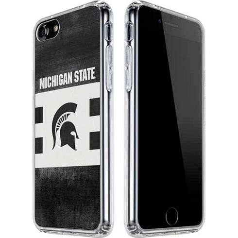 Michigan State University Black and White Stripes iPhone SE (2nd & 3rd Gen) Clear Case