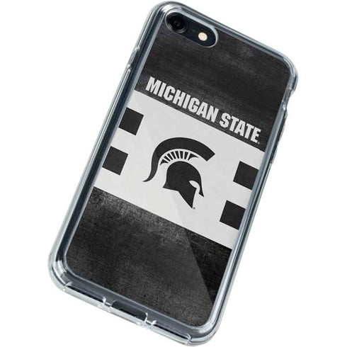 Michigan State University Black and White Stripes iPhone SE (2nd & 3rd Gen) Clear Case
