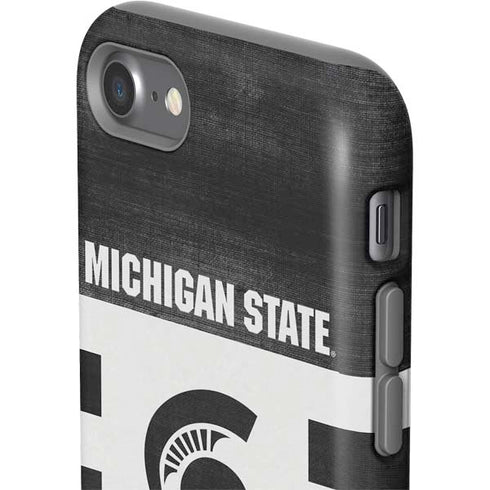 Michigan State University Black and White Stripes iPhone SE (2nd & 3rd Gen) Pro Case