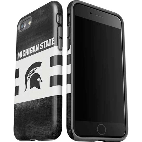 Michigan State University Black and White Stripes iPhone SE (2nd & 3rd Gen) Pro Case