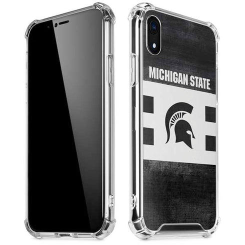 Michigan State University Black and White Stripes iPhone XR Clear Case