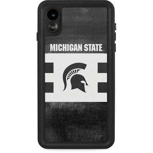 Michigan State University Black and White Stripes iPhone XR Waterproof Case