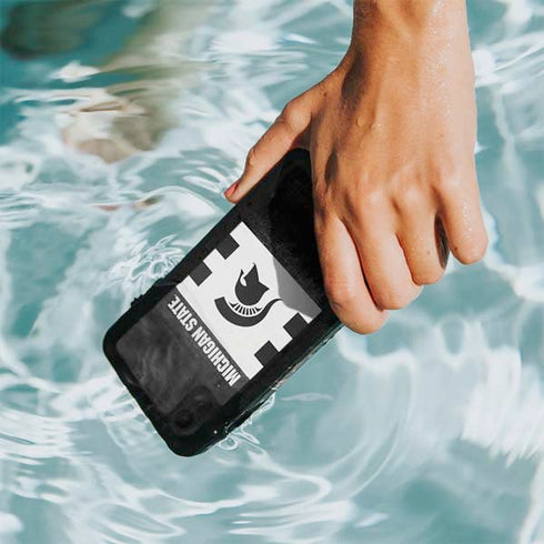 Michigan State University Black and White Stripes iPhone XR Waterproof Case