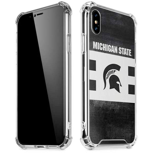 Michigan State University Black and White Stripes iPhone XS Max Clear Case