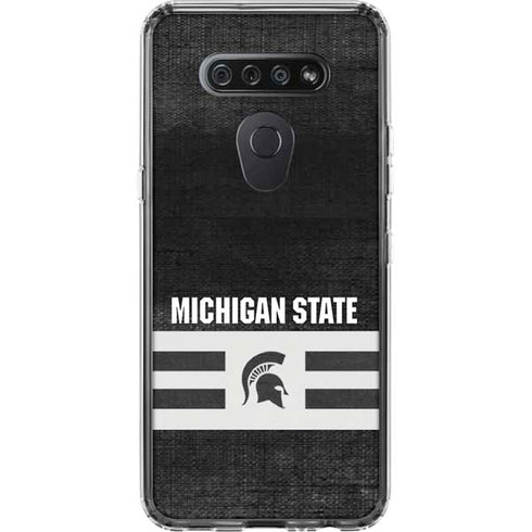 Michigan State University Black and White Stripes LG K51/Q51 Clear Case