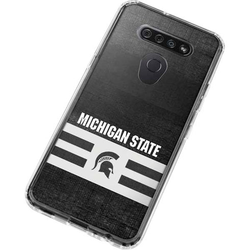 Michigan State University Black and White Stripes LG K51/Q51 Clear Case