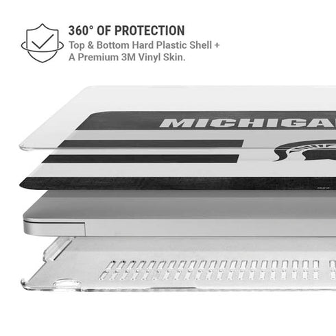 Michigan State University Black and White Stripes MacBook Air 15in (2023-2025) Case plus Skin
