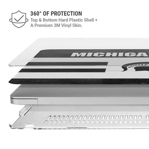 Michigan State University Black and White Stripes MacBook Pro 15in (2016-19) Case plus Skin