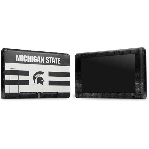 Michigan State University Black and White Stripes Nintendo Switch Bundle Skin