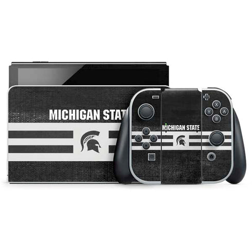 Michigan State University Black and White Stripes Nintendo Switch OLED (2021) Skin