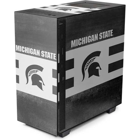 Michigan State University Black and White Stripes NZXT H510 Compact ATX Mid-Tower Case Skin
