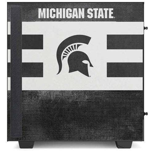 Michigan State University Black and White Stripes NZXT H510 Compact ATX Mid-Tower Case Skin