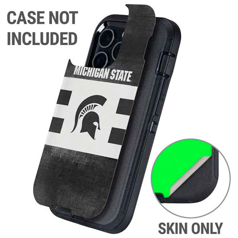 Michigan State University Black and White Stripes Otterbox Defender iPhone Skin