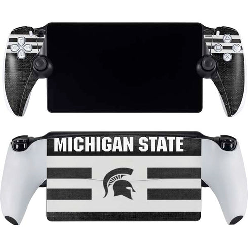 Michigan State University Black and White Stripes PlayStation Portal Remote Player Skin
