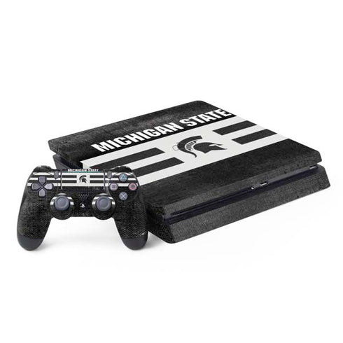 Michigan State University Black and White Stripes PS4 Slim Bundle Skin