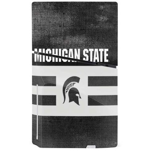 Michigan State University Black and White Stripes PS5 Slim Disk Bundle Skin