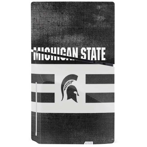 Michigan State University Black and White Stripes PS5 Slim Disk Console Skin