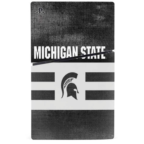 Michigan State University Black and White Stripes PS5 Slim Digital Edition Bundle Skin