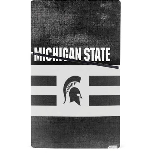 Michigan State University Black and White Stripes PS5 Slim Digital Edition Bundle Skin