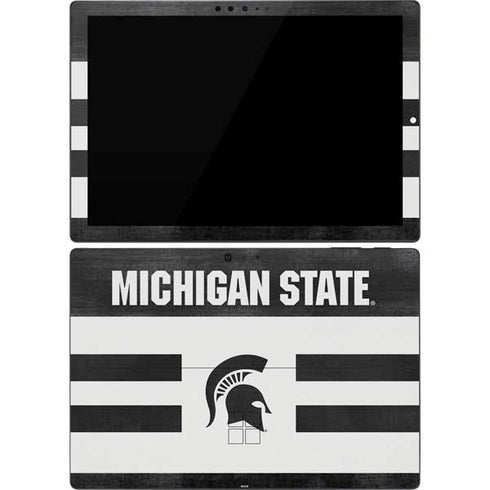 Michigan State University Black and White Stripes Surface Pro 7 Skin