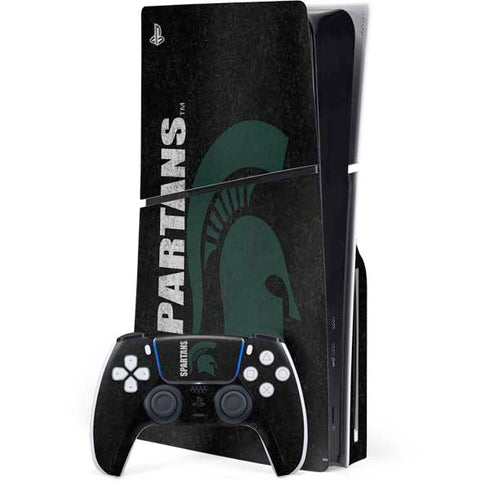 Michigan State University Bold Spartans Logo PS5 Slim Disk Bundle Skin