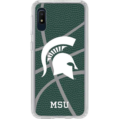 Michigan State University Green Basketball Galaxy A10e Clear Case