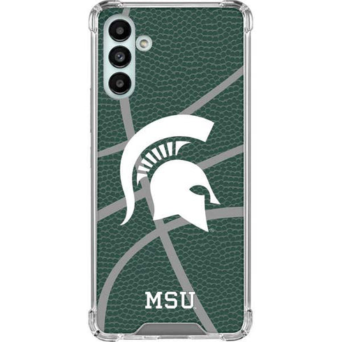 Michigan State University Green Basketball Galaxy A13 5G Clear Case