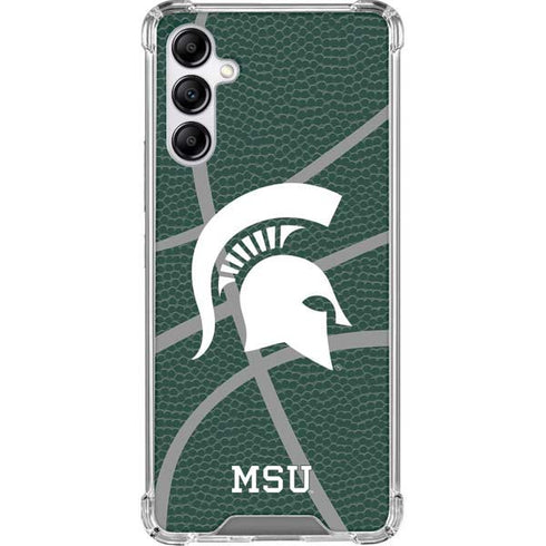 Michigan State University Green Basketball Galaxy A14 5G Clear Case
