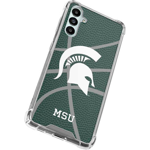 Michigan State University Green Basketball Galaxy A14 5G Clear Case