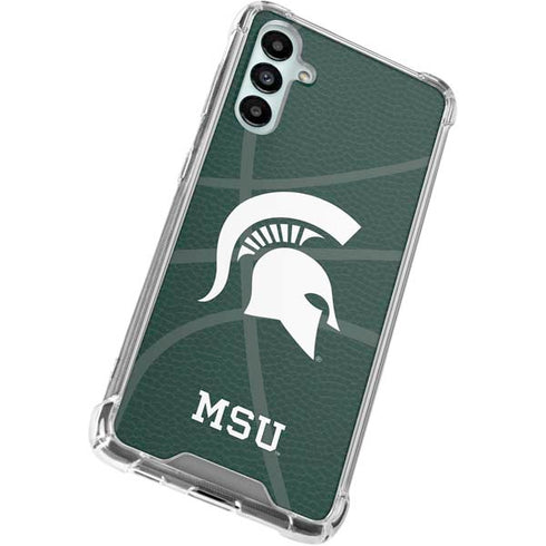 Michigan State University Green Basketball Galaxy A15 5G Clear Case