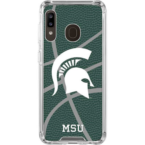 Michigan State University Green Basketball Galaxy A30 Clear Case
