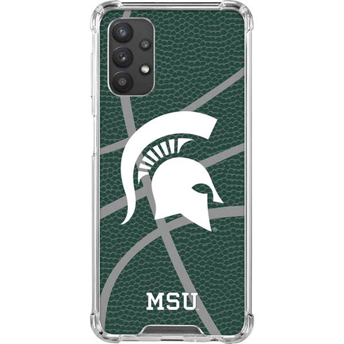 Michigan State University Green Basketball Galaxy A32 5G Clear Case