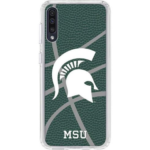 Michigan State University Green Basketball Galaxy A50 Clear Case