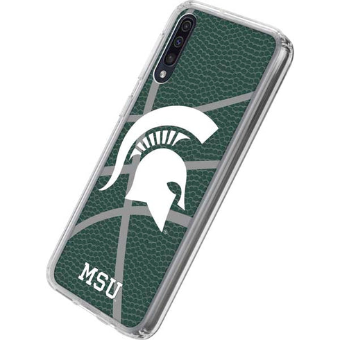 Michigan State University Green Basketball Galaxy A50 Clear Case