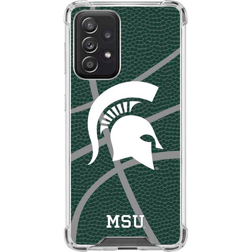 Michigan State University Green Basketball Galaxy A52 5G Clear Case