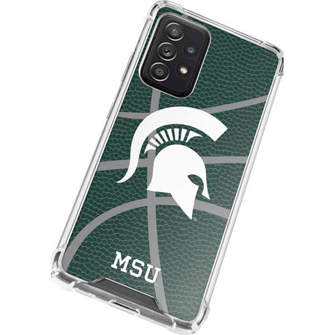 Michigan State University Green Basketball Galaxy A52 5G Clear Case