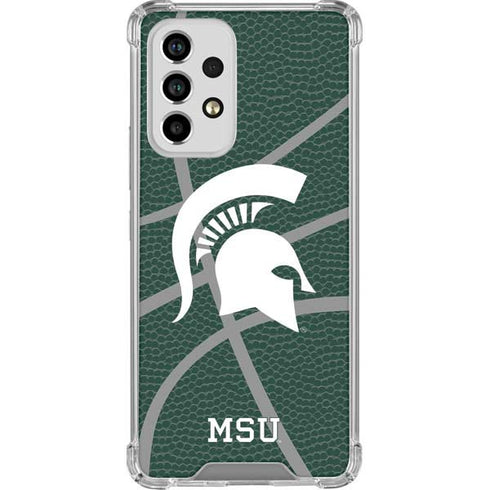 Michigan State University Green Basketball Galaxy A53 5G Clear Case