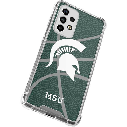 Michigan State University Green Basketball Galaxy A53 5G Clear Case