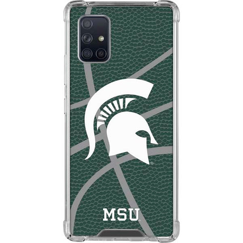 Michigan State University Green Basketball Galaxy A71 5G Clear Case