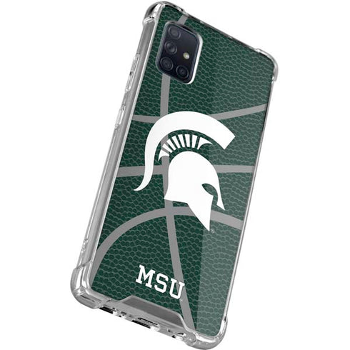 Michigan State University Green Basketball Galaxy A71 5G Clear Case