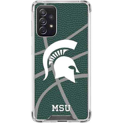 Michigan State University Green Basketball Galaxy A72 5G Clear Case