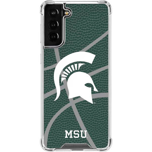 Michigan State University Green Basketball Galaxy S21 FE Clear Case