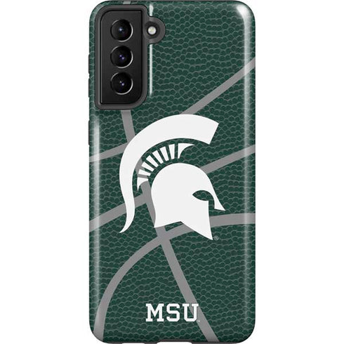 Michigan State University Green Basketball Galaxy S21 FE Pro Case