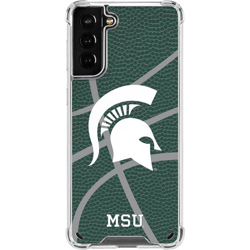 Michigan State University Green Basketball Galaxy S21 Plus 5G Clear Case