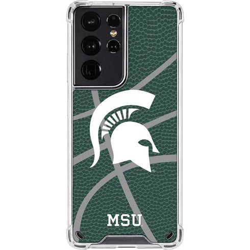 Michigan State University Green Basketball Galaxy S21 Ultra 5G Clear Case
