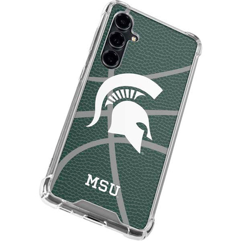 Michigan State University Green Basketball Galaxy S23 FE Clear Case