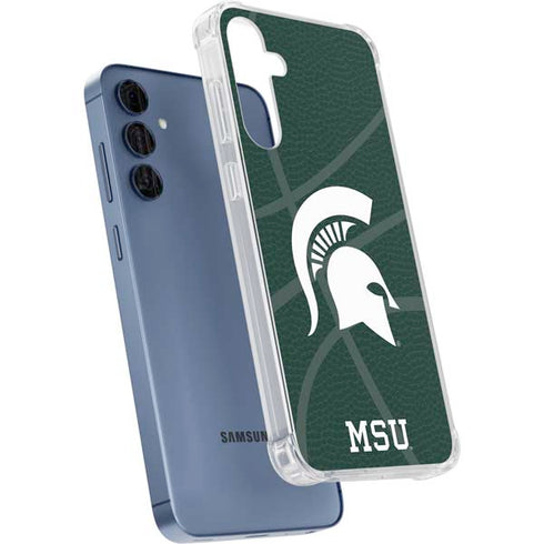 Michigan State University Green Basketball Galaxy S24 Clear Case
