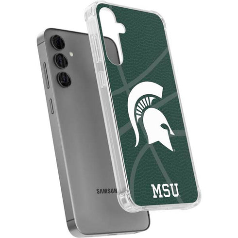 Michigan State University Green Basketball Galaxy S24 Plus Clear Case